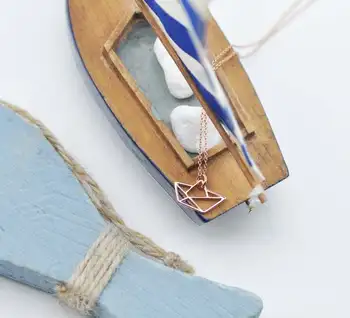 10 Šťastie Duté origami malé plachetnice plavbu loďou prívesok reťazca náhrdelník geometrické námorník Pláži kľúčnu kosť náhrdelník šperky