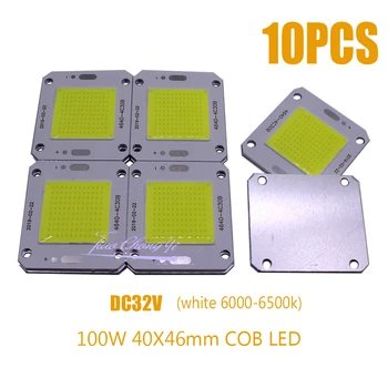 100W 40x46mm COB LED Čip Čistá biela 6000-6500K 100L/W LED Čip Zdroj pre Flood Light DC30-36V 10PCS