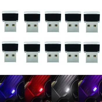 10X Flexibilné Mini USB, 5V LED Svetlo, Farebné Nočné Svetlo Lampy Auto Atmosféru Lampa Svetlé Príslušenstvo Výrazný Účinok Svetlá