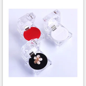 120pcs Elegantné 4.5*4,5 cm Prenosné Akryl Transparentný Prstene, Náušnice Display Box Svadobné Šperky Package Box NO215