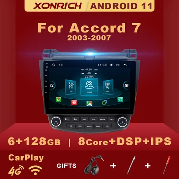 2 Din 6 G+128G Android 11 autorádia Multimediálny Prehrávač Pre Honda Accord 7 2003-2007 IPS Navigáciu Žiadne Dvd Carplay AI Ovládanie Hlasom