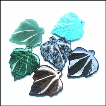 2 ks Prírodný klenot kameň leaf prívesky tvarov kvetov mix farieb pre kúzlo ženy, náhrdelník, takže príslušenstvo