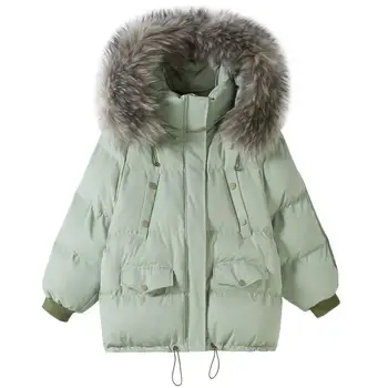 2021 Nové Dole Čalúnená Bunda Ženy Zimné Hrubé Vrchné Oblečenie Bavlna Kabát Voľné Kabáty S Kapucňou Kórejský Módne Čalúnená Bundy Žena