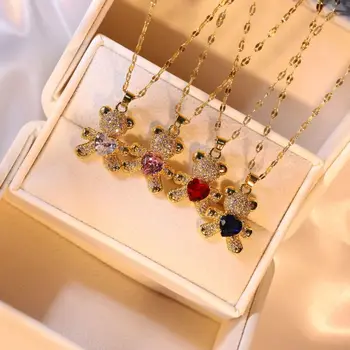 2022 kórejský Nové Nerezové Reťaze Mláďa Zirkón Náhrdelník Farebné Ženy Príslušenstvo Roztomilé DOPLNKY, Módne Luxusné Kvalitné Šperky