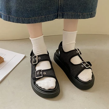 2022 ženy, módne sandále plátno háčik platforma topánky sandále lete retro papuče college girls pláže topánky dámske topánky