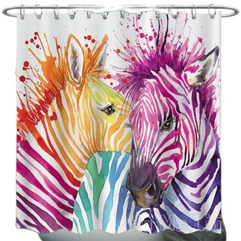 Akvarel Zebra Umenie Sprchový Záves Nepremokavé Moderné Ilustrácia Textílie Kúpeľňa Štúdia Dar, Deň Otcov Dar