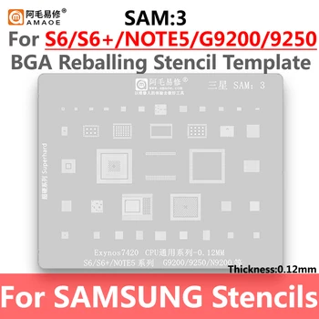 Amaoe SAM3 BGA Reballing Šablóny Pre Samsung S6 S6+ Note5 G9200 G9250 N9200 Exynos7420 CPU RAM WIFI POWER Chip Vzorkovníka IC Spájky