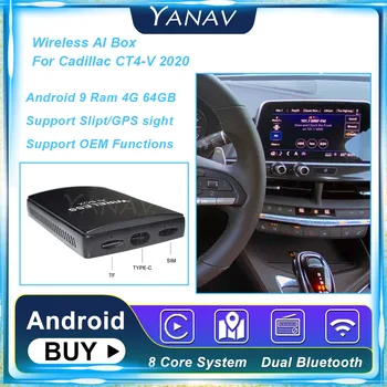 Android 4G 64GB Carplay Bezdrôtový Ai Box Pre Cadillac CT4-V Roku 2020 Multimediálne Carbox Plug and Play Video Google Netflix YouTube 