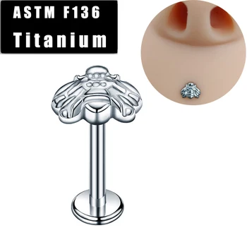 ASTM F136 Titán Labret Pier Krúžky, Bee Monroe Vnútorný Závit Ucho Tragus Chrupavky Náušnice Helix Pery Labret Stud Šperky