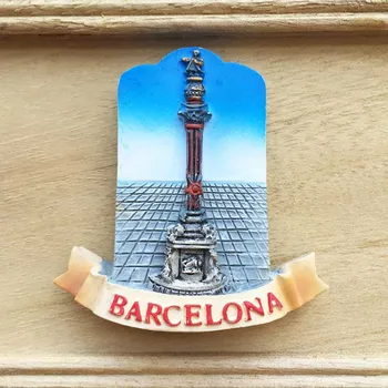 Barcelona, Španielsko orientačný bod Columbo pamiatky cestovné zber Magnety na chladničku