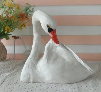 biela simulácia swan hračka plastové a perie Swan rekvizity dar, o 21x25cm rokoch 1569