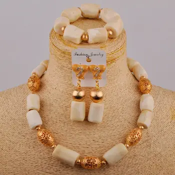Biely Korál Korálky Svadobný Set Kostým Náhrdelník Afriky Šperky Set Nigérijský Svadobné Korálky