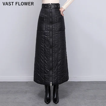 Black Dole Bavlna Vintage Vysoký Pás Dlhé Sukne Ženy 2021 Jeseň Zima Hrubé Príležitostné Voľné Sukne Pre Ženy, Módne Oblečenie