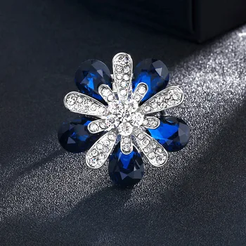 Blue White Crystal Zirkón Kvet Brošne Krásy Štýlový Jednoduchosť Strany Úradu Brošňa Darov Kolíkmi