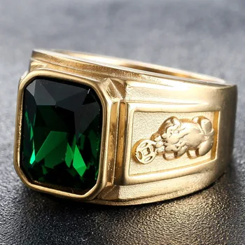 Európske a Americké Jednoduché Zirkón Vykladané Emerald Veľký Gem Zliatiny Krúžok Mužov Multi-farebné Diamond Svadobné Šperky pánske Krúžok