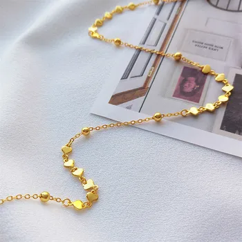 Flyleaf Korálky Srdce Tvar 18k Zlata 925 Sterling Silver Náhrdelník Pre Ženy Fashion Reťazca Jemné Šperky Jednoduché Náhrdelníky & Prívesky