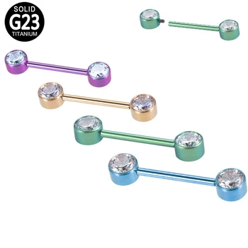 G23 Titán multicolor Bradavky Krúžok Činku Zirconia 14G Ear Piercing Krúžok Bar Barbells Piercing Bradavky Závitové Režim náušnice