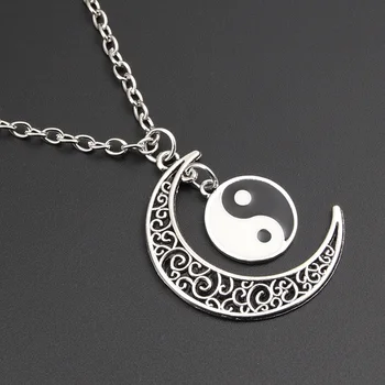 Gotický Mesiac Yin Yang Taiji Klebety Prívesok Náhrdelník Temné Umenie Polmesiaca Punk Náhrdelníky Pre Ženy, Mužov, Ručné Punk Šperky, Darčeky
