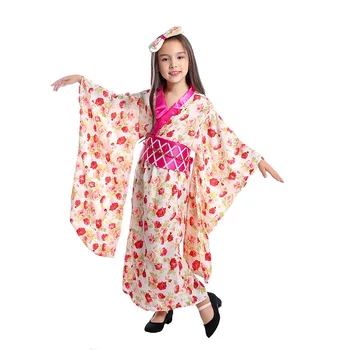 Japonské Kimono Tradičné Oblečenie Pre Dievčatá Karneval Výkon Zobraziť Ao Dai Yukuta Ružová Ročník Tanečnej Kvetinové Šaty