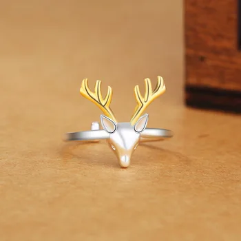 Krásne Roztomilé Strieborná Farba Vianočné Elk Zvieracie Krúžky pre Ženy Otvorte Veľkosť Nastaviteľné Prst Krúžky Strana Šperky, Darčeky Nové ER1170
