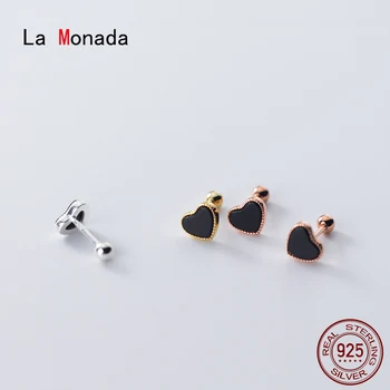 La Monada Minimalistický 925 Striebro Náušnice Pre Ženy, Srdce Kórejský 925 Sterling Silver Náušnice Stud Malé Šperky Pre Ženy Matica