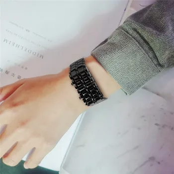 Láva Štýl Železa Čierny Náramok Led Japonskom Inšpirované Hodinky Modrá Relogio Masculino Sledovať Mužov športové hodinky elektronické hodinky darček