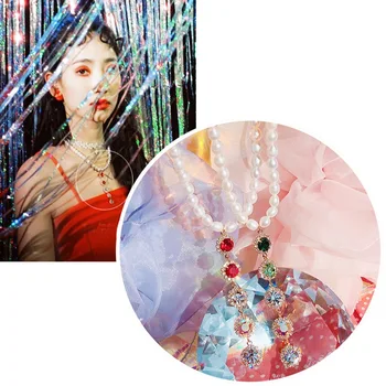 MENGJIQIAO kórejský Módne Lesklé Crystal Choker Náhrdelník Pre Ženy Elegantný Perlový Náhrdelník & Prívesky Strany Šperky Darček