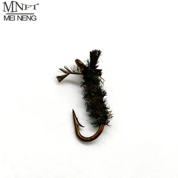MNFT 10PCS 14# Bionic Hmyzu Páva Vlasy, Zelené Larva Caddis Muchy Fshing Falošné Lure