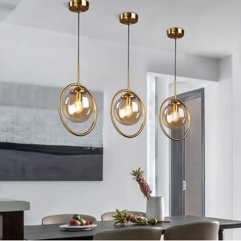 Moderné LED Prívesok, Svetlá, Tvorivá sklenenú Guľu Prívesok Lampa Obývacia Izba, Spálňa Art Decor Nočná Lampa Hanglamp Kuchynské Príslušenstvo