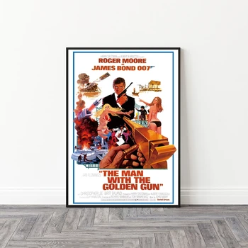 Muž So Zlatou Zbraňou, James Bond Classic Filmový Plagát Art Print Byt Dekor Domov Nástenné Maľby (Bez Rámu)
