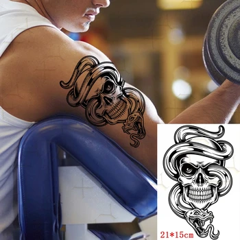 Nepremokavé Dočasné Tetovanie Nálepky Had Surround Kostra Flash Tattos Vlk Sova Geometrie Body Art Rameno Falošné Tetovanie Ženy Muži