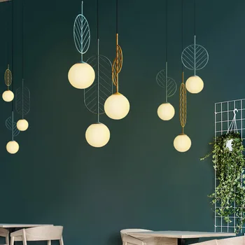 Nordic Jednoduchý Moderný Prívesok Svetlá Kaviareň Reštaurácia Prívesok Lampy Macarons Listy Domov Deco Svietidlá