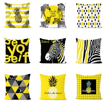 Nordic Žltá Zvierat Zebra Žltá Vankúše Geometrické Akvarel Dekorácie Pre Domov Obývacia Izba Hodiť Vankúš Prípadoch