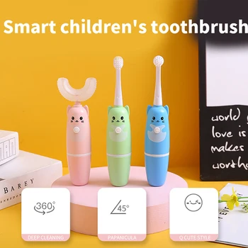 Nová detská elektrická kefka, plne automatické u-tvarované elektrická zubná kefka, ústa-montáž detí prenosné