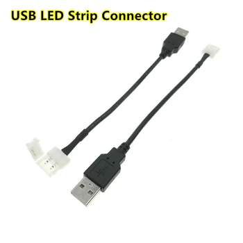 NOVÝ USB LED Pásy Konektor 2pin 8 mm / 10 mm pre 5V LED Pásy 20pcs/veľa. Nie Je Potrebné Spájkovanie