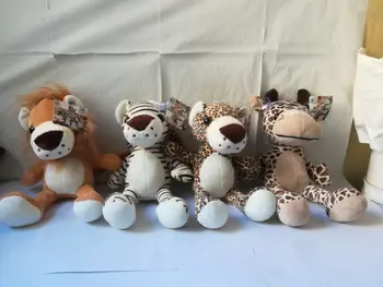 o 28 cm roztomilý kreslený jungle lev, tiger,žirafa, leopard mäkké bábiky jeden veľký/4 kusy plyšové hračky, detské hračky darček k narodeninám w1920