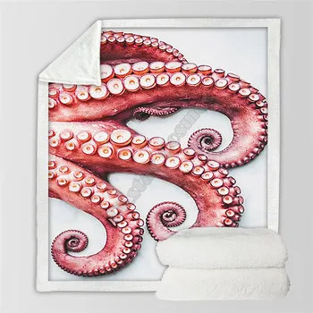 Plstar Vesmíru Octopus Fleece Deka 3D tlač Sherpa Deka na Posteľ bytového Textilu Snového štýl-4