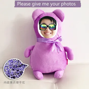 Poskytnúť fotografiu Malého medveďa bábika lavende vankúš Skutočné ľudské vankúše, Vianočné dekorácie diy darček Narodeniny, Valentín