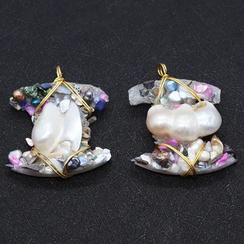 Prírodné Baroková Perla Drvený Kameň Prívesok Ručné Navíjanie Rose Zabalené Nepravidelný Crystal Prívesok Náhrdelník DIY Šperky Robiť