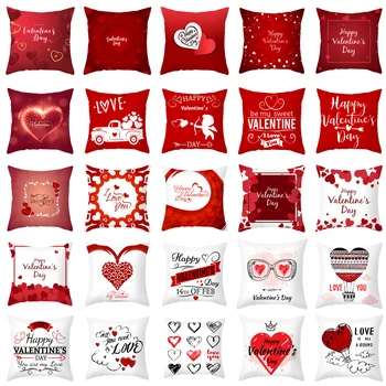 Severská Červená Cartoon Tvorivé Písmená Milenca Vankúše Prípade Valentína Vankúš Prípade Moderný Jednoduchý Gauči Dekoratívne Vankúše Hádzať