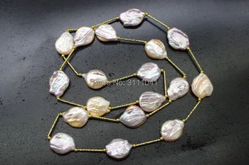 sladkovodné perly ružová/fialová reborn keshi ploché oválne barokový náhrdelník 30inch FPPJ veľkoobchod korálky prírody