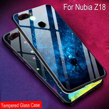 Tvrdené Sklo Prípade Nubia Z18 NX606J Silikónové mäkké Zadný Kryt Pre Nubia Z18 NX606J Hviezdna Vzor Telefón Prípadoch Shell