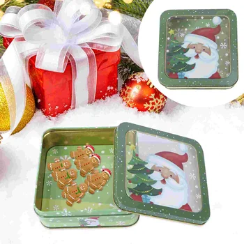 Vianočné Box Cookie Candy Tin Plechovky Darček Plech Skladovanie Metalholiday Kontajner Krabice Viečka Jarlarge Kontajnery Môžu Prázdne Políčko