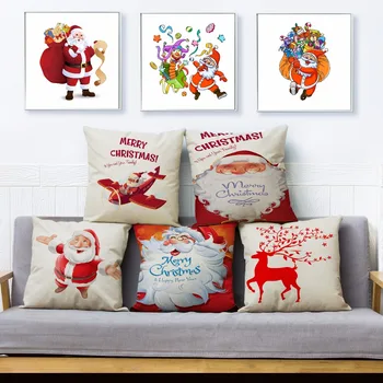 Vianočné Vankúš Cartoon Santa Tlač Vankúš 45*45 cm Štvorcových Bielizeň, Vankúše Hádzať Prípadoch Gauč Domova Vankúše