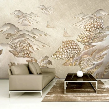 Vlastné 3D Tapeta Luxusné Zlaté Kovové Plastický Krajiny nástenná maľba Obývacia Izba Gauč TV Spálňa Pozadí Nástenné Maľby Domova