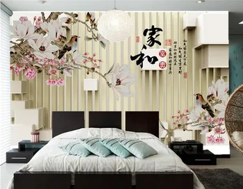 Vlastné veľký Čínsky štýl maľby,3 d domov a prosperujúce magnolia tapetu,obývacia izba gauč tv steny, spálne, abstraktných de parede