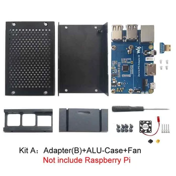 Waveshare Pre Raspberry Pi Nula 2W Na 3B Rozhranie Adaptér Nulové 3B Expansion Board+Hliníkové Puzdro+Ventilátor USB HUB RJ45 KLOBÚK