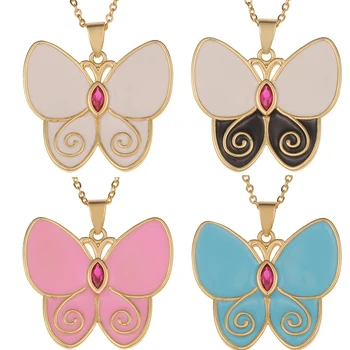 Y2K kórejský Roztomilý Kreslený Motýľ Visieť Náhrdelník Elegantná Neon Smalt Choker Pre Ženy, Dievčatá Jednoduchý Divoký Večierok Šperky, Darčeky