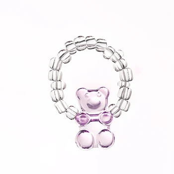 ZHINI Jednoduché Roztomilý Zábavné Medveď Zvierat Akryl Prstene Pre Ženy Módne Farebné Kreslené Živice Nastaviteľné Vyhlásenie Krúžok Šperky