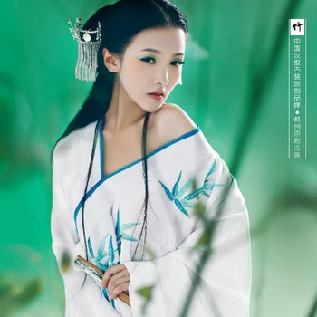 Zhu Bambusu Sexy Tematické Fotografie Kostým pre Ženy Biely Kostým s výšivky bambusu, Elegantné Kostýmy